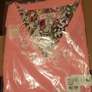 Koi Scrub Top 2x, Pink, Katelyn Style, NWT